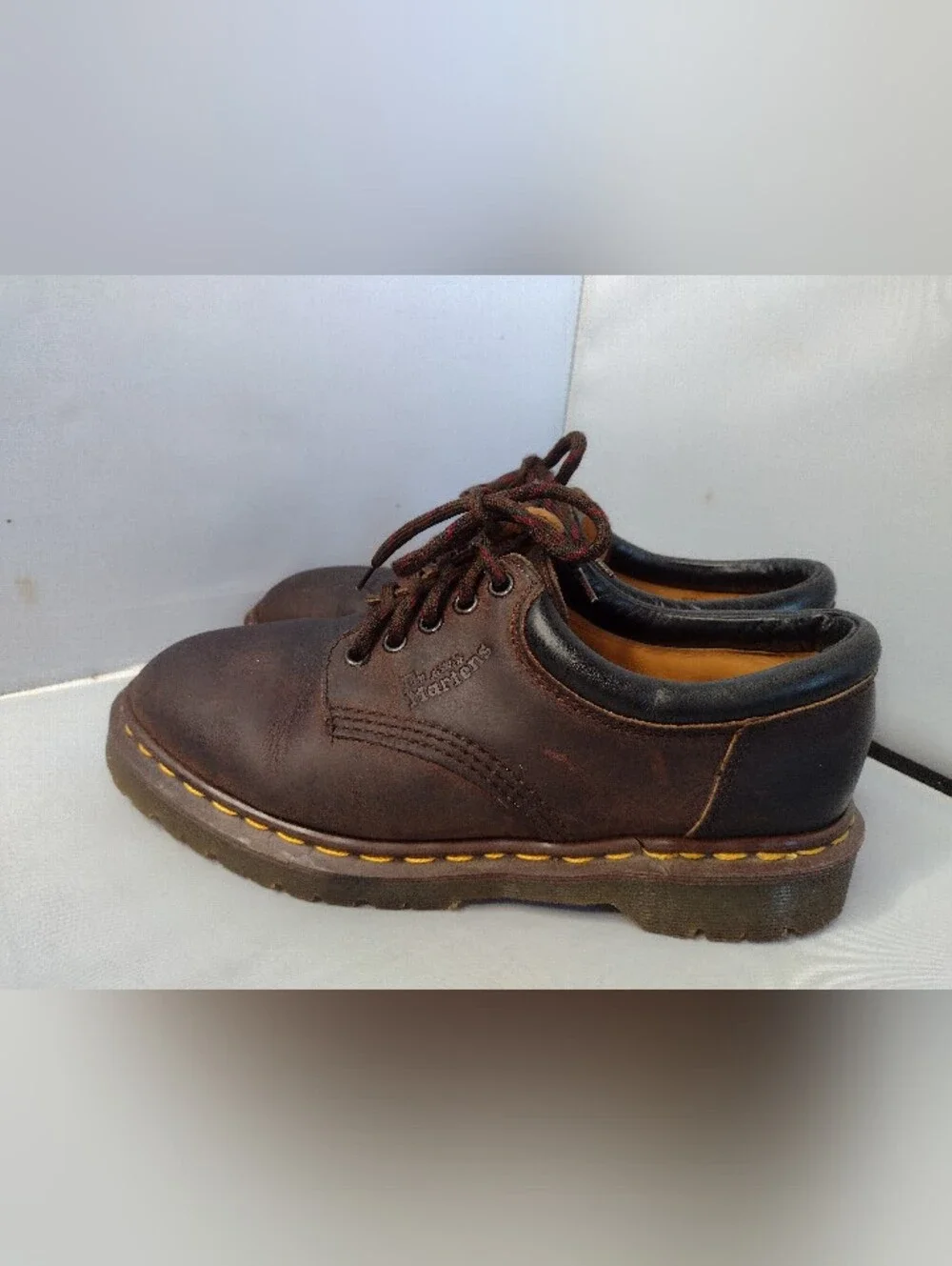 Dr. Martens Chunky Oxfords Mens 7 Brown Leather 8053 Made in England Y2K BB